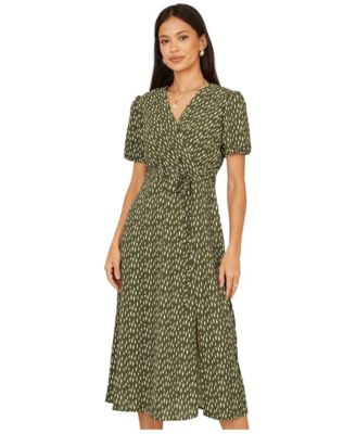 Women's Spot Wrap Midi Tea Dress