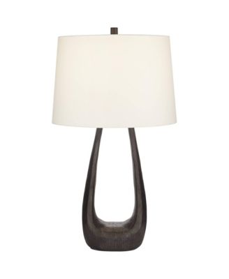 Woodwork  Tall Open Base Large Mid Century Modern End Table Lamp Black Finish Finish Single Living Room