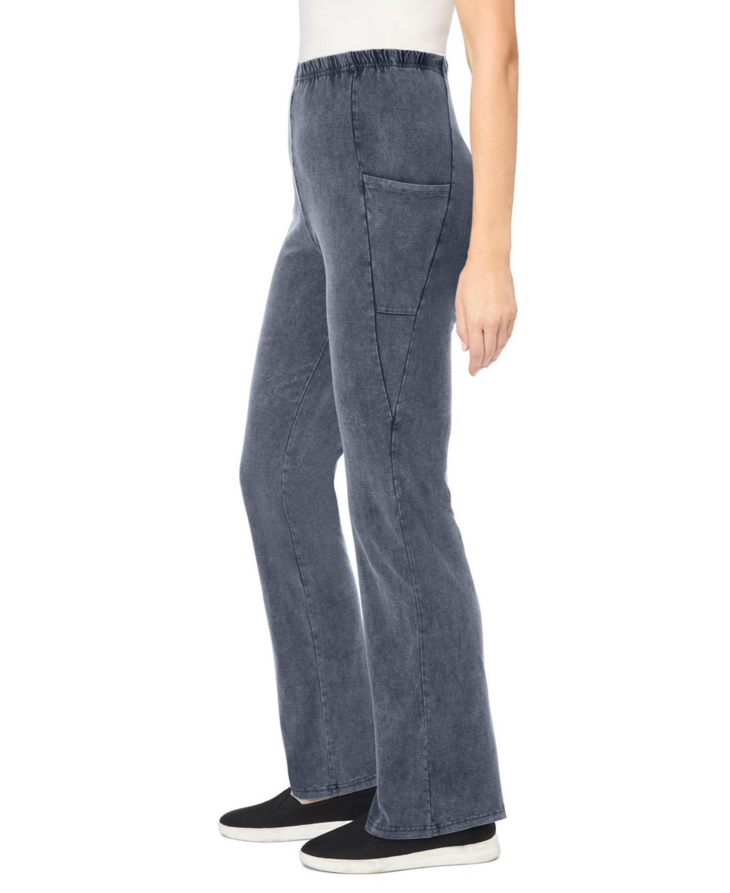 Plus Size Within Stretch-Cotton Knit Pull-On Bootcut Pocket Leggings