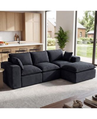 L-Shaped Modular Sectional Sofa - Convertible Couch with Wide Armrests for Living Room, Sleeping, Gaming or Office