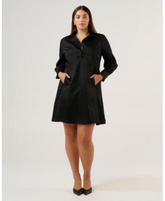 Plus size Asher Mini Cotton Long Sleeve Shirt Dress
