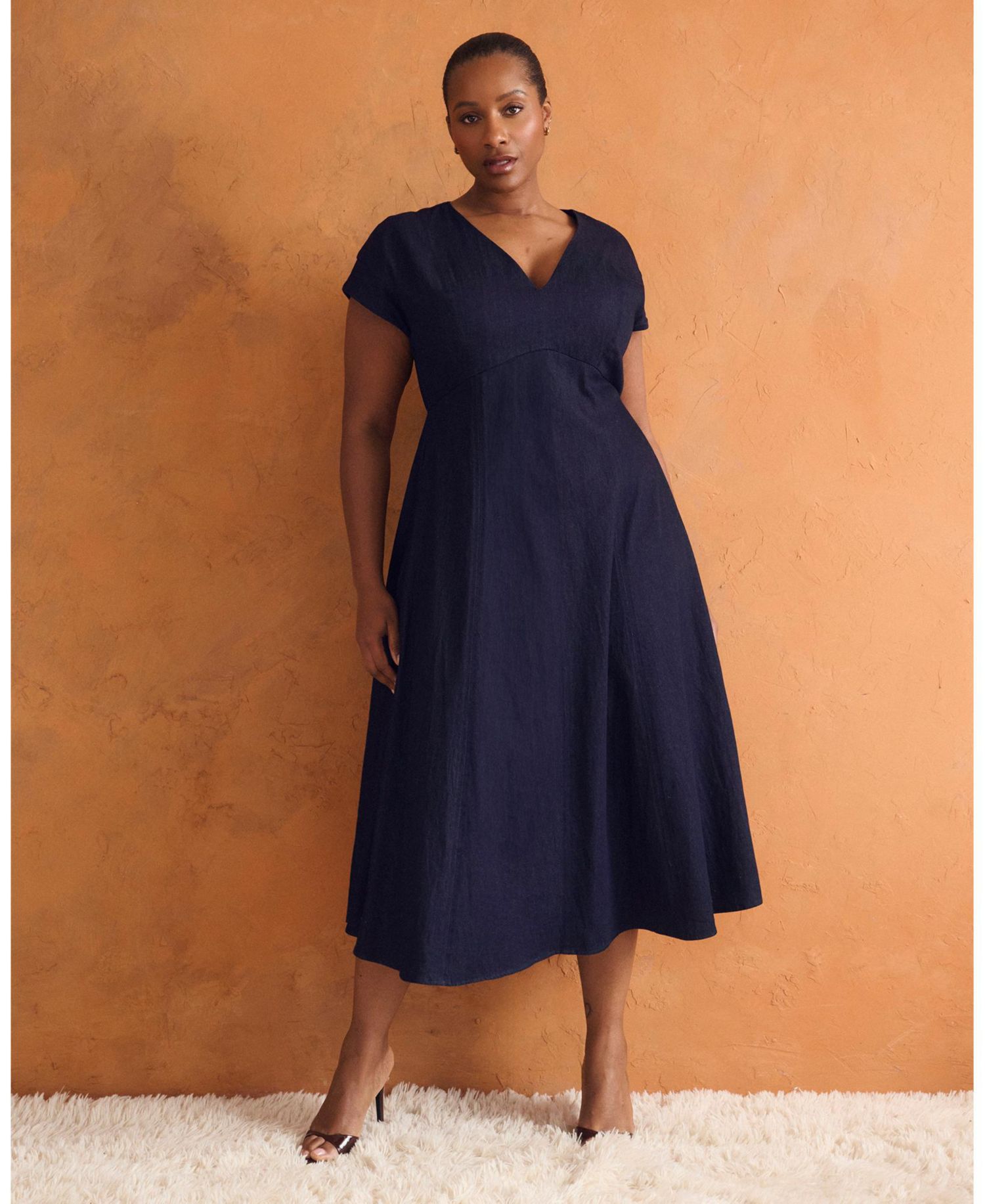 Women's Abbie Denim Short Sleeve Midi Dress