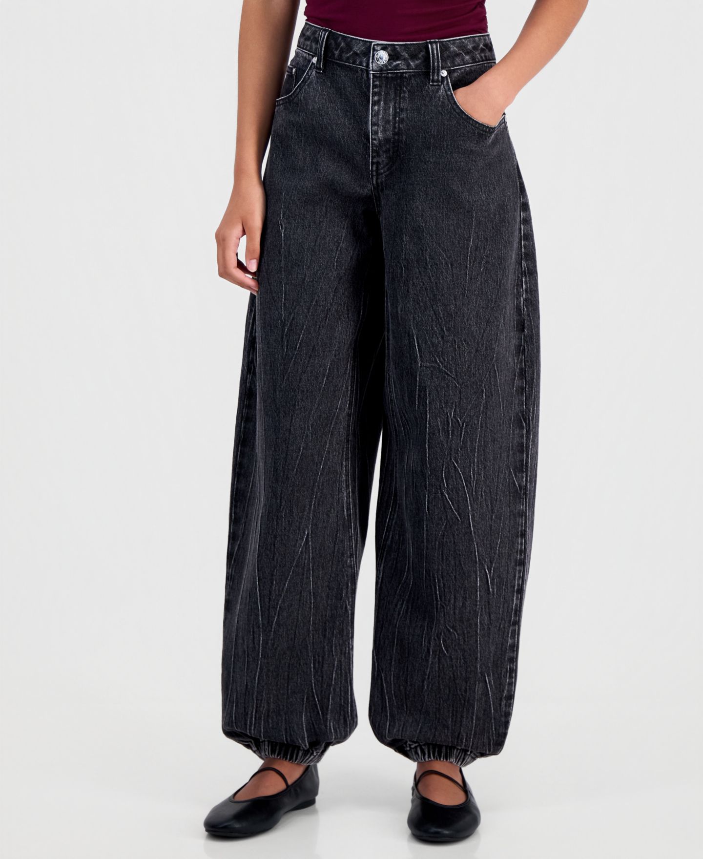 Женские джинсы Madden Girl Juniors' Balloon-Leg Jogger, цвет: Чёрный — фото 4
