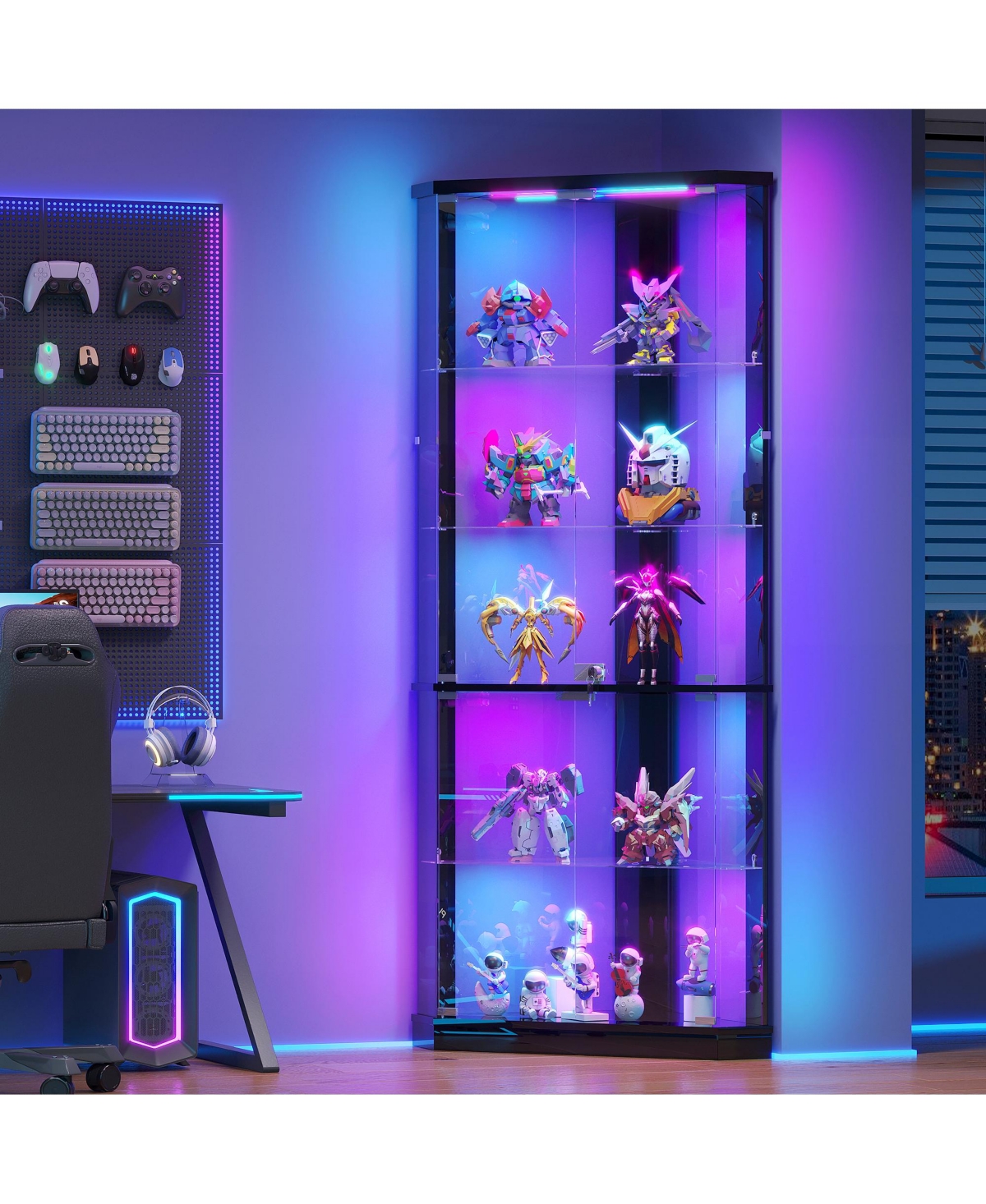 Vlsrka Corner Display Cabinet with Rgb Lights