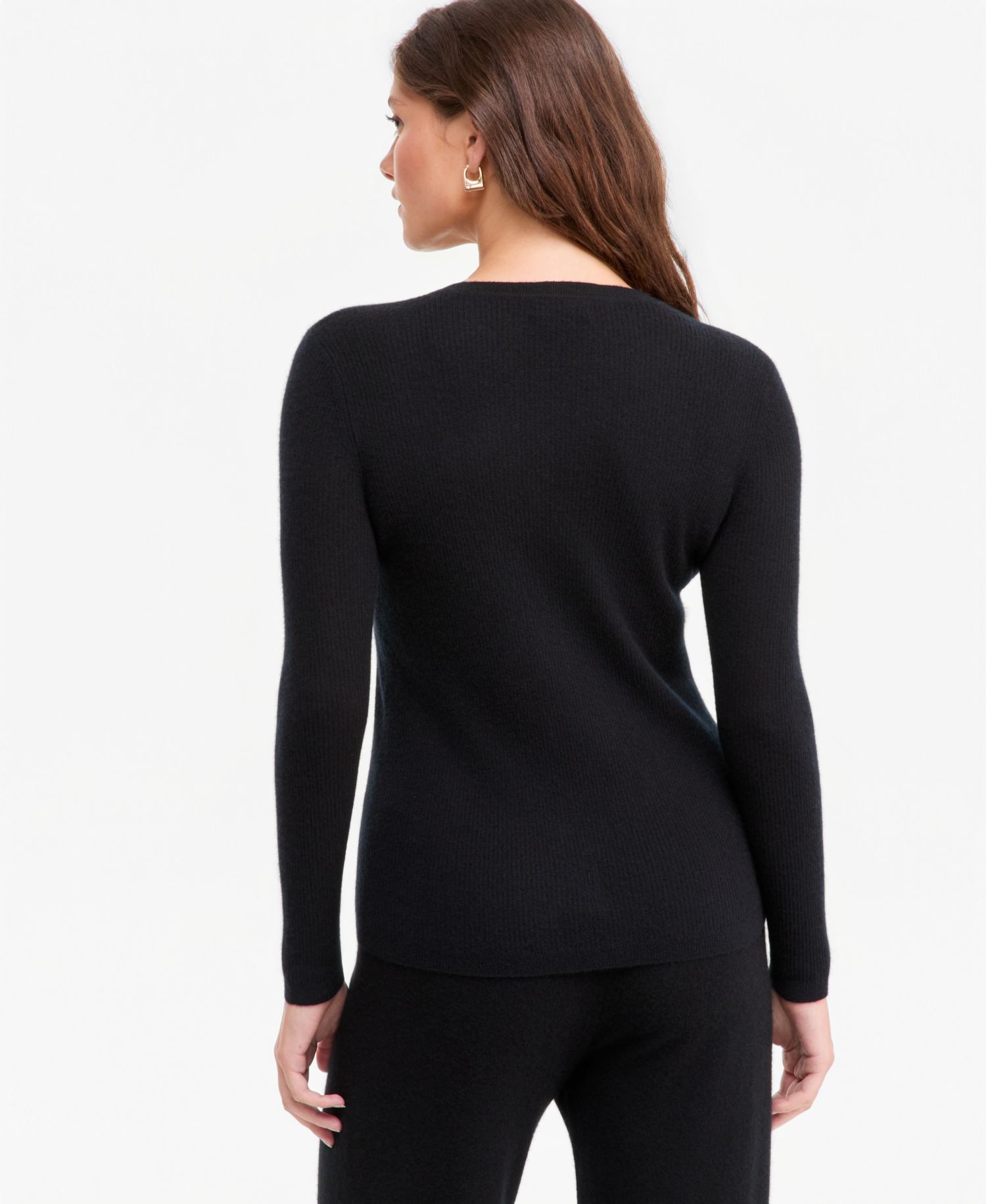 Women's 100% Cashmere Featherweight Ribbed V-Neck Sweater