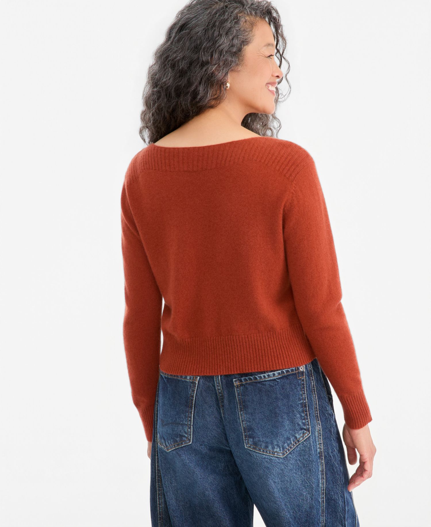 Plus Size 100% Cashmere Boat-Neck Sweater