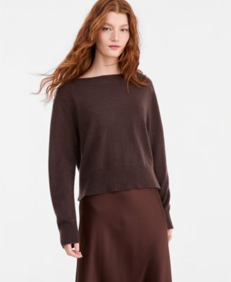 Women's 100% Cashmere Long Sleeve Boatneck Sweater