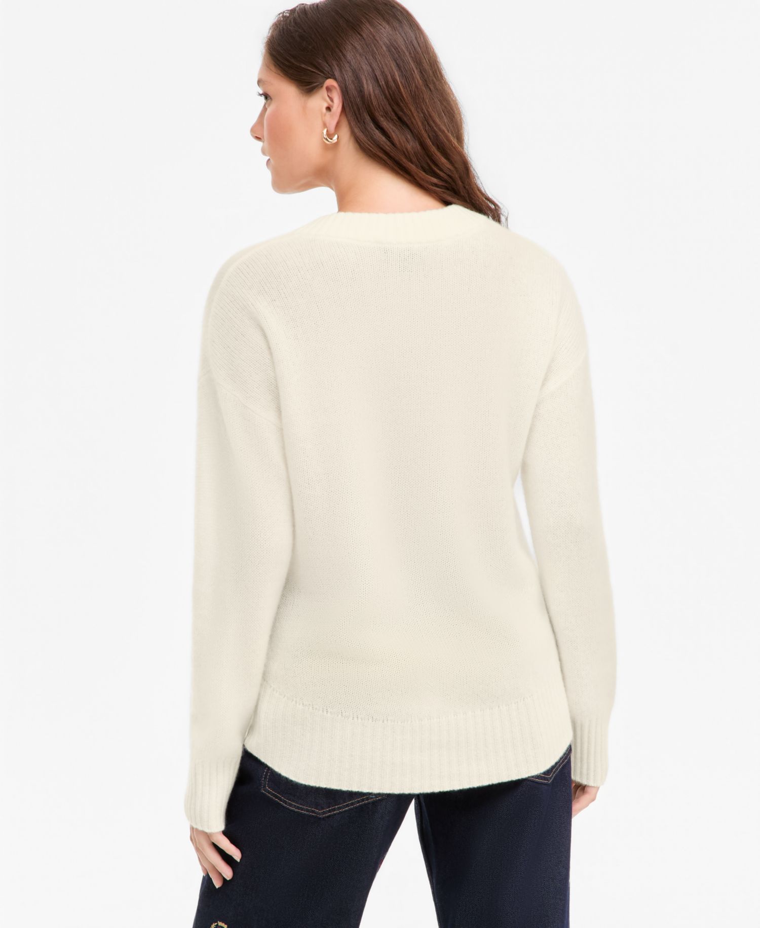 Petite 100% Cashmere V-Neck Relaxed Sweater