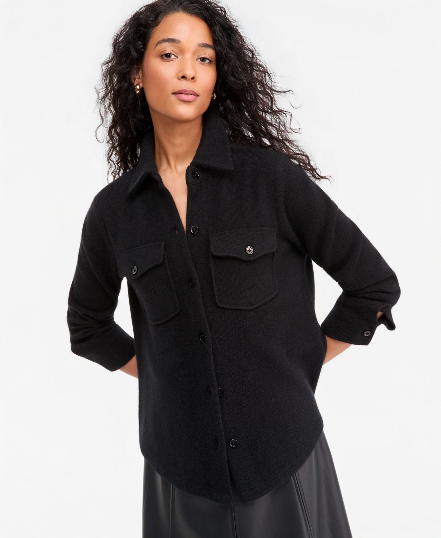 Women's 100% Cashmere Collared Shacket