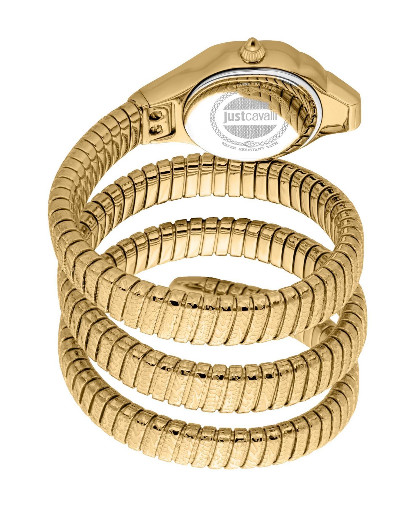 Женские часы Just Cavalli Reptilia Quartz IP Gold Stainless Steel Bracelet Watch, цвет: Золотой — фото 3