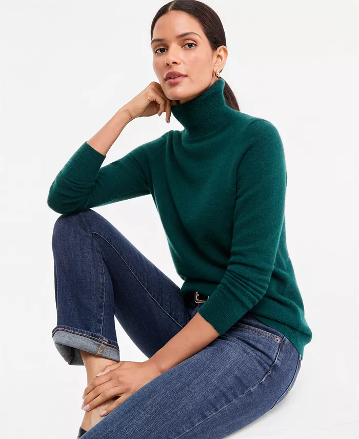 Women's 100% Cashmere Turtleneck Sweater - thumbnail 5