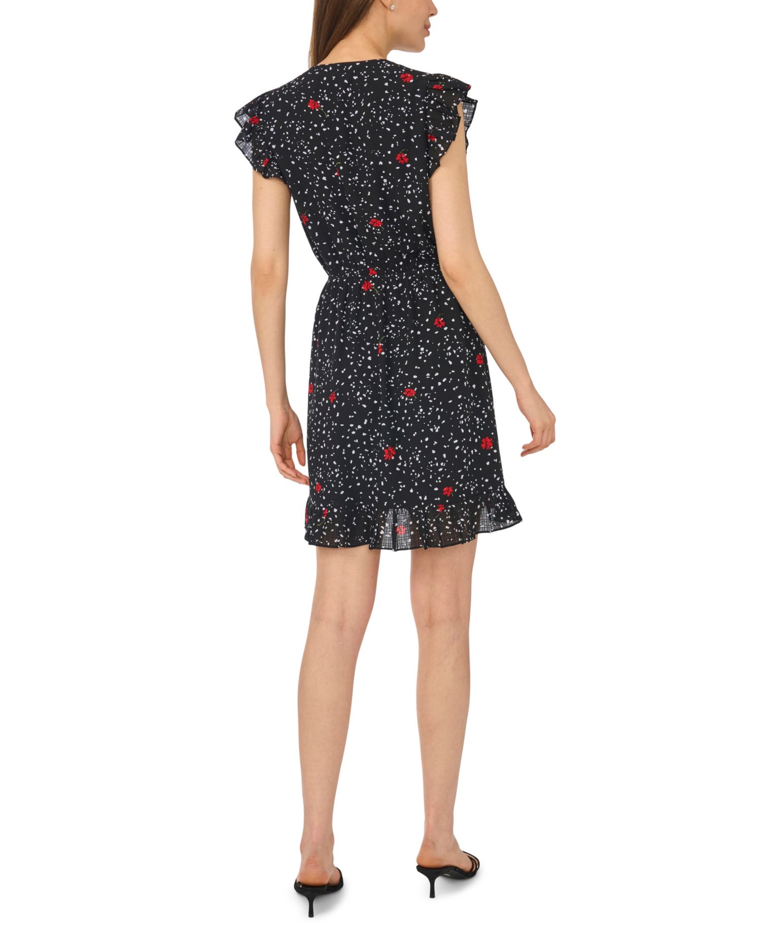 Women's Ruffle V-Neck Wrap Mini Dress