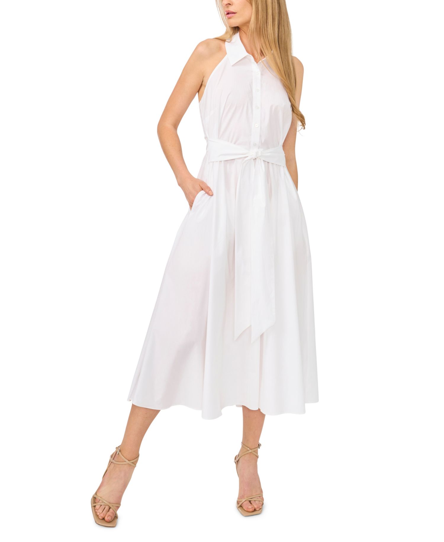 Women's Collared Neck Midi Dress