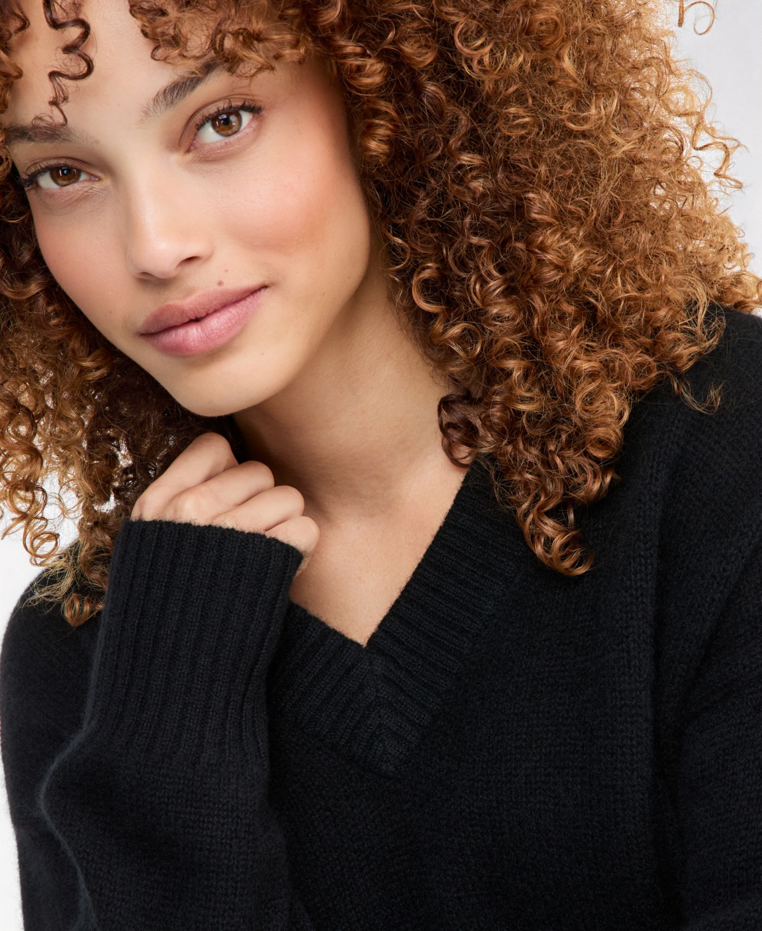 Petite 100% Cashmere V-Neck Relaxed Sweater