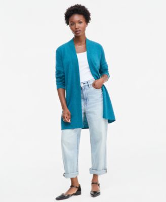 Petite Open Front Cashmere Cardigan with Side Slits