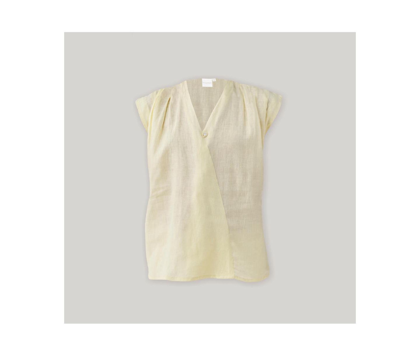 Женский топ Reistor V-neck Linen Overlap, цвет: Сливочный лимонный — фото 3