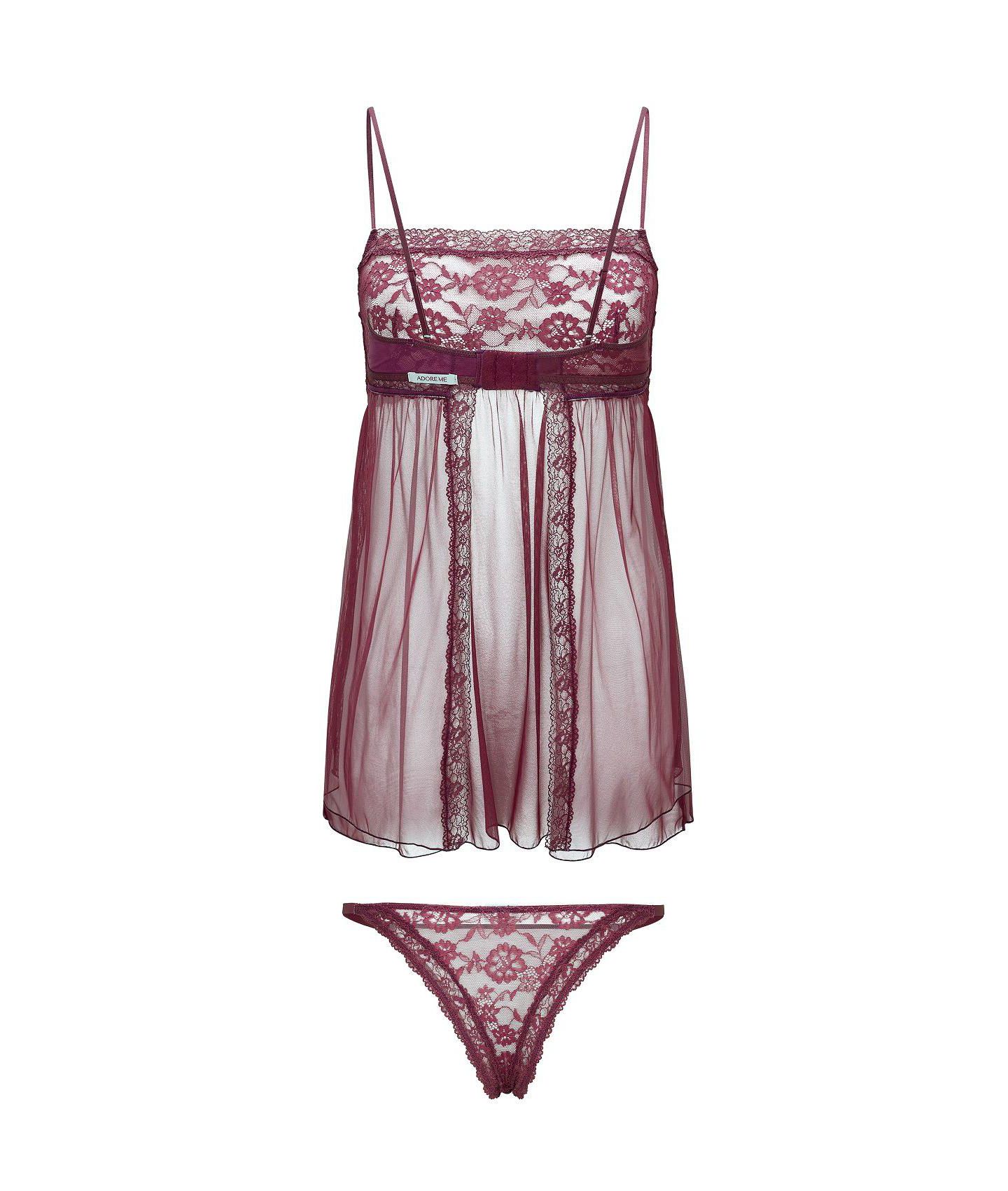 Бэби-долл Lingerie — Adore Me, цвет: Тёмный фиолетовый — фото 4