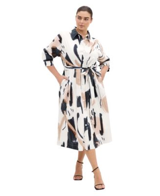 Women's Plus Size Exhibit Print Shirt Dress