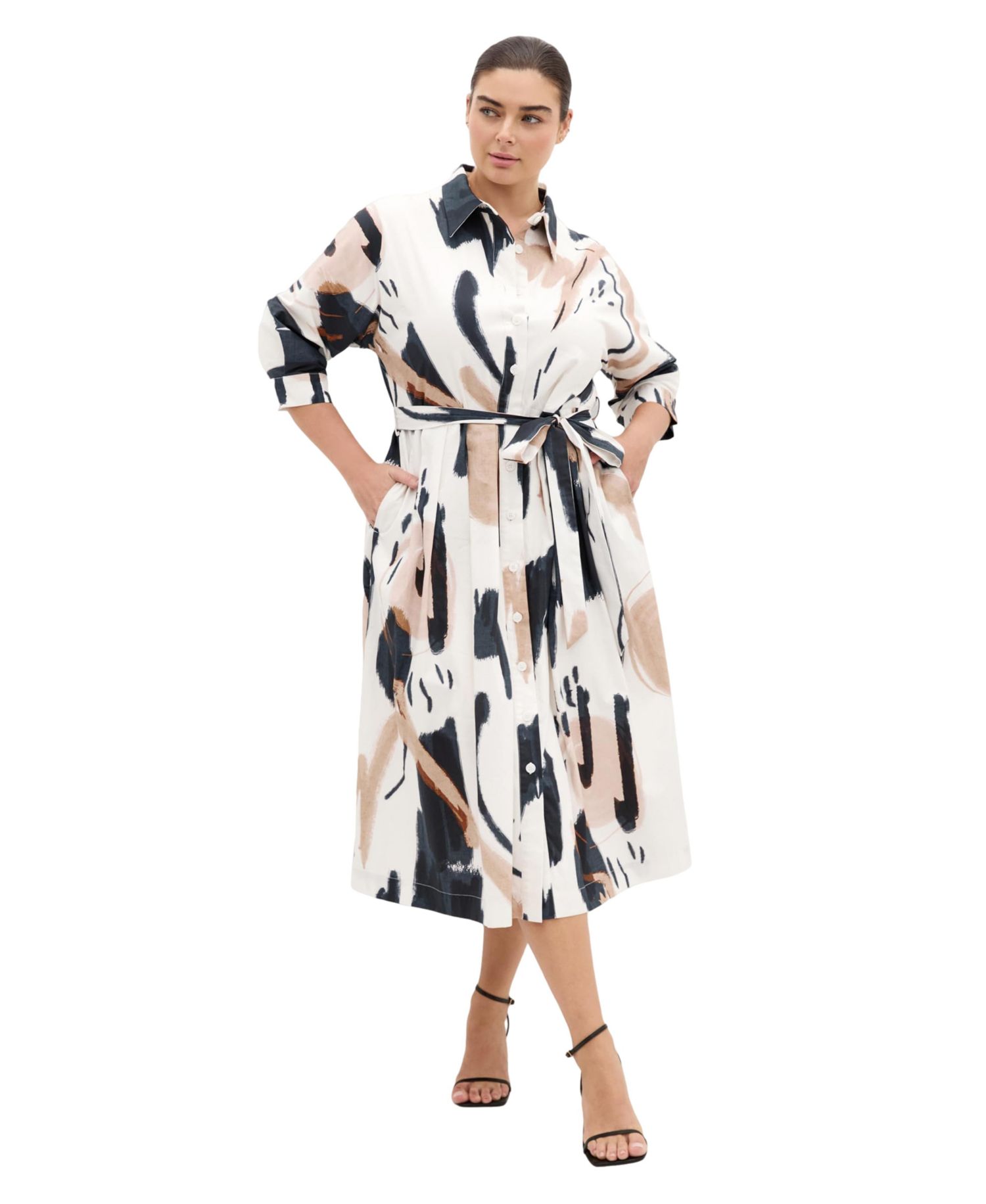 Women's Plus Size Exhibit Print Shirt Dress