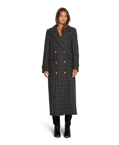 Женское пальто Belle & Bloom Command Wool Blend Double Breast Maxi, цвет: Клетчатый