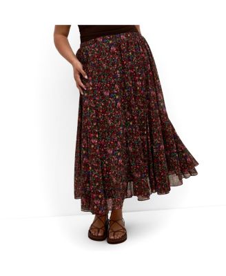 Women's Plus Size Serena Ditsy Print Maxi Skirt
