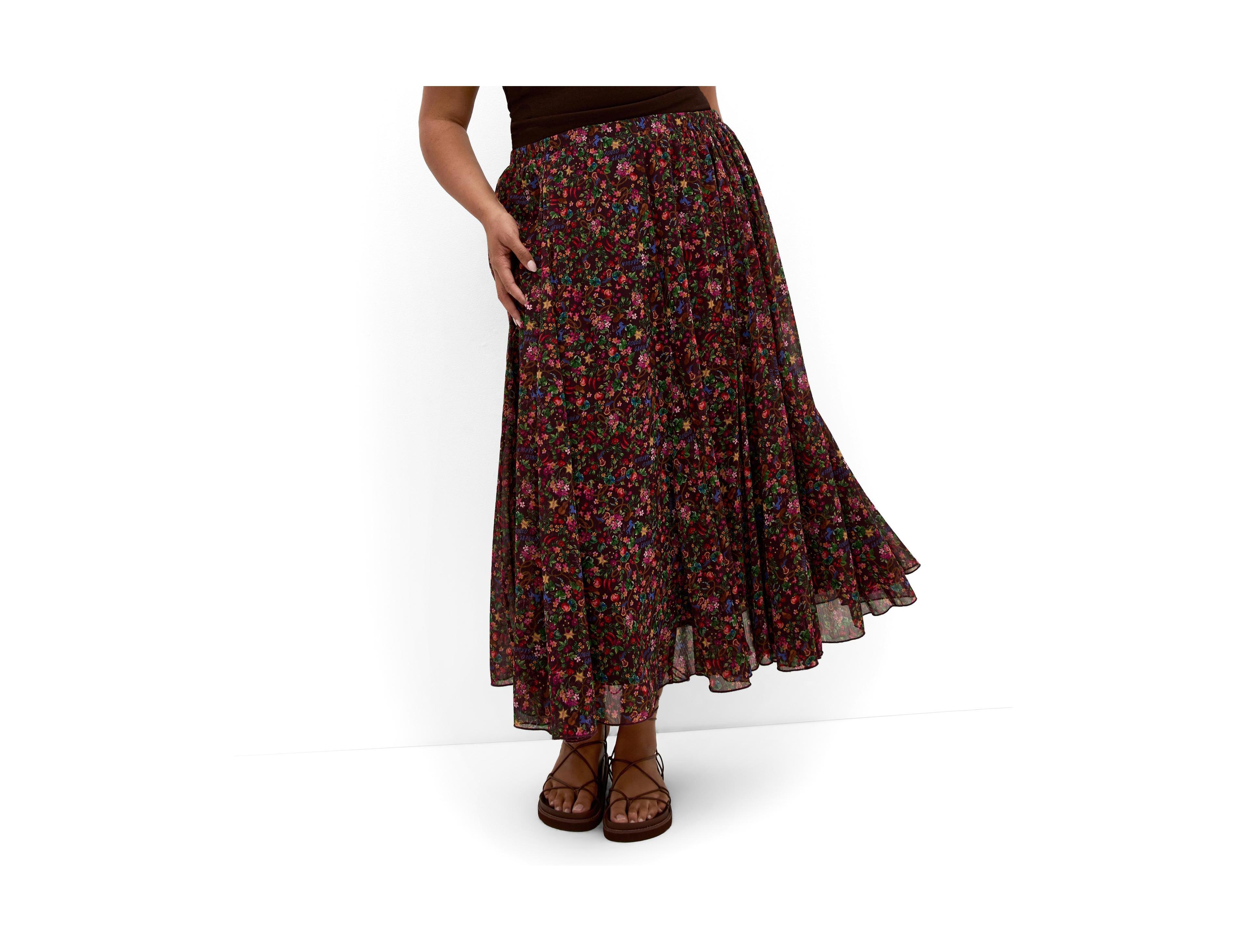 City Chic Women's Plus Serena Ditsy Print Maxi Skirt