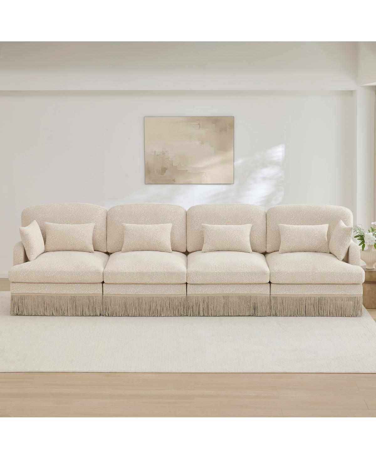 Streamdale Furniture 131inch Leopard Chenille 4-Seater Modular Sofa