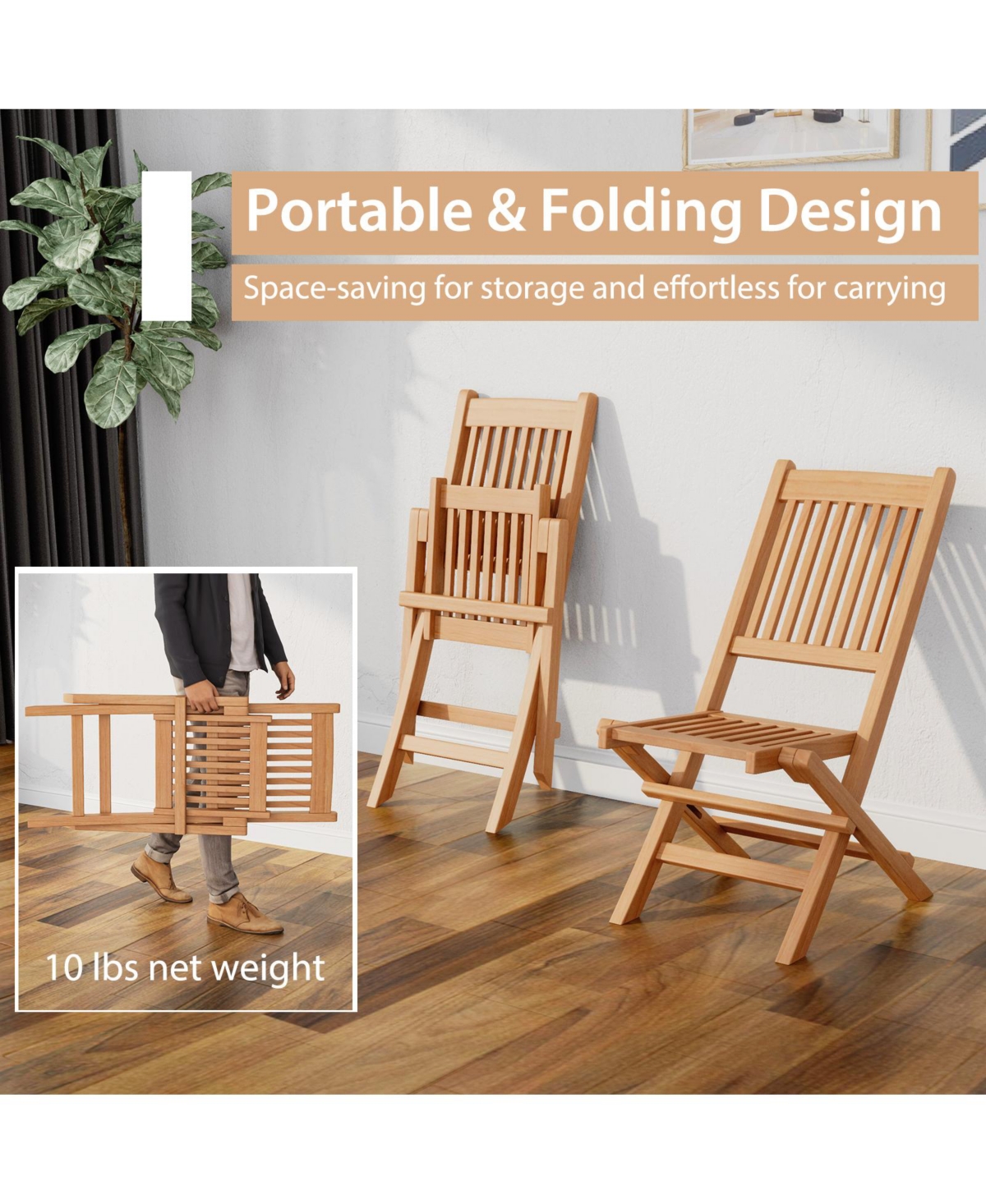 Slickblue Outdoor Bistro Set with Slatted Seat and Tabletop for Backyard