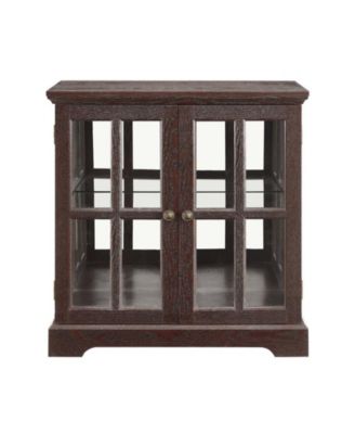 Retro Two-Door Glass Display Cabinet Remote Control LED Color-Changing Curio Cabinet with Magnetic Doors and Adjustable Shelves