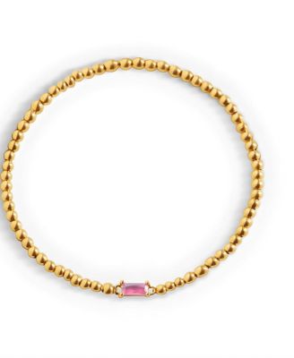 Gold Tone Beaded Birthstone Bracelet