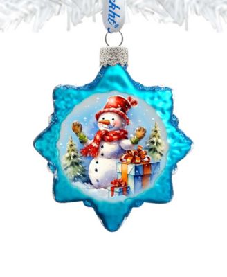 Snowman Gift Keepsake Holiday Mercury Glass Ornaments G. DeBrekht