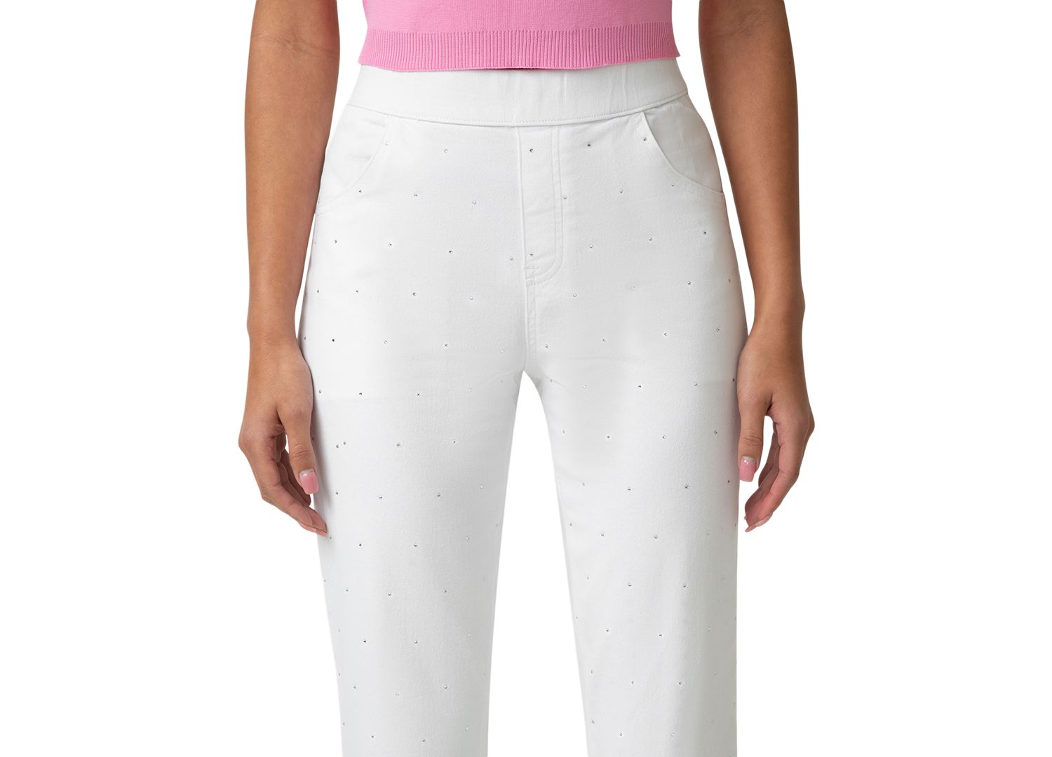 Women's Rhinestone Denim Pull-On Pants
