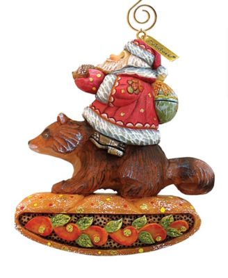 Santa on Raccoon Ornament