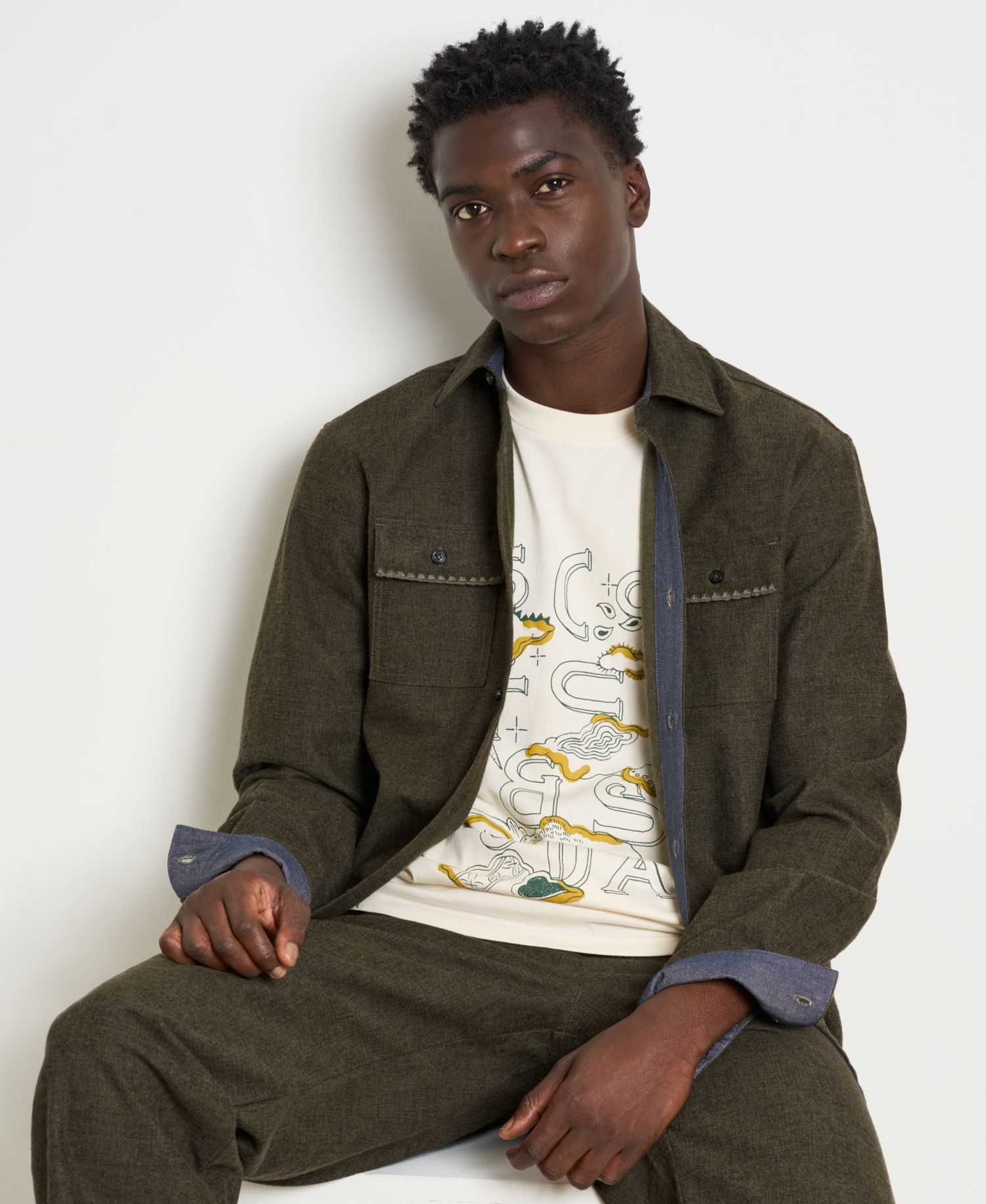 Men's Melange Long-Sleeve Shirt