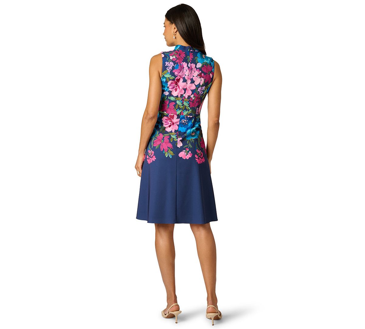 Adrianna Papell Women's Border Floral Collar Midi Dress view 5 — MAYCSS fashion products