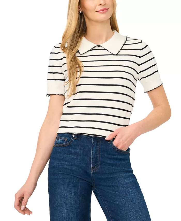 Women's Striped Short-Sleeve Sweater