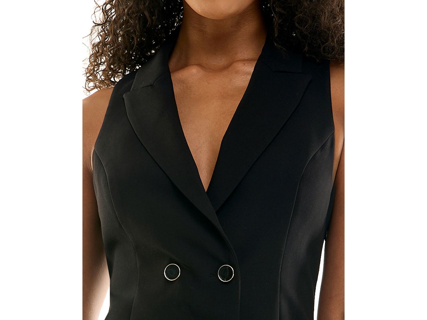 Женское платье SENI & CADE Juniors' Sleeveless Belted Double Breasted Blazer, цвет: Чёрный — фото 3