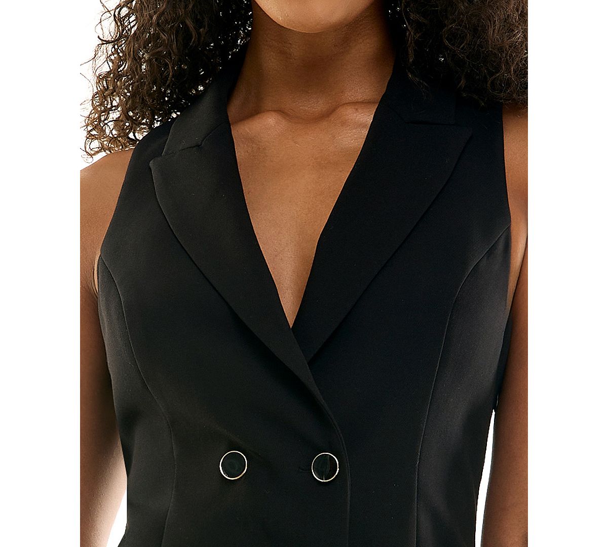 SENI & CADE Juniors' Sleeveless Belted Double Breasted Jacket Dress view 3 — MAYCSS fashion products