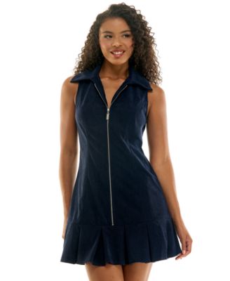 Juniors' Sleeveless Collared Corduroy Dress