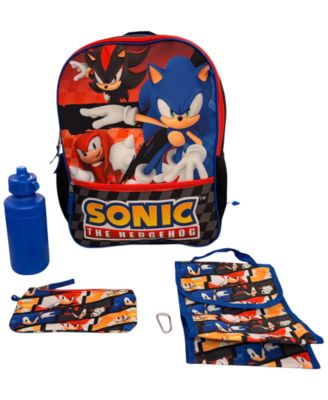 Boys' and Girls' Sonic Backpack, Lunch Bag, Water Bottle, Zip Case and Carabiner, 5-Piece Set