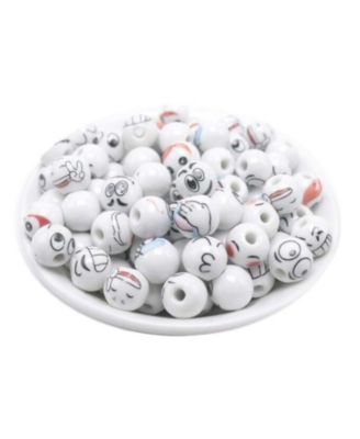 50Piece Set 12mm Ceramic Expression-Face Loose Beads for DIY Jewelry
