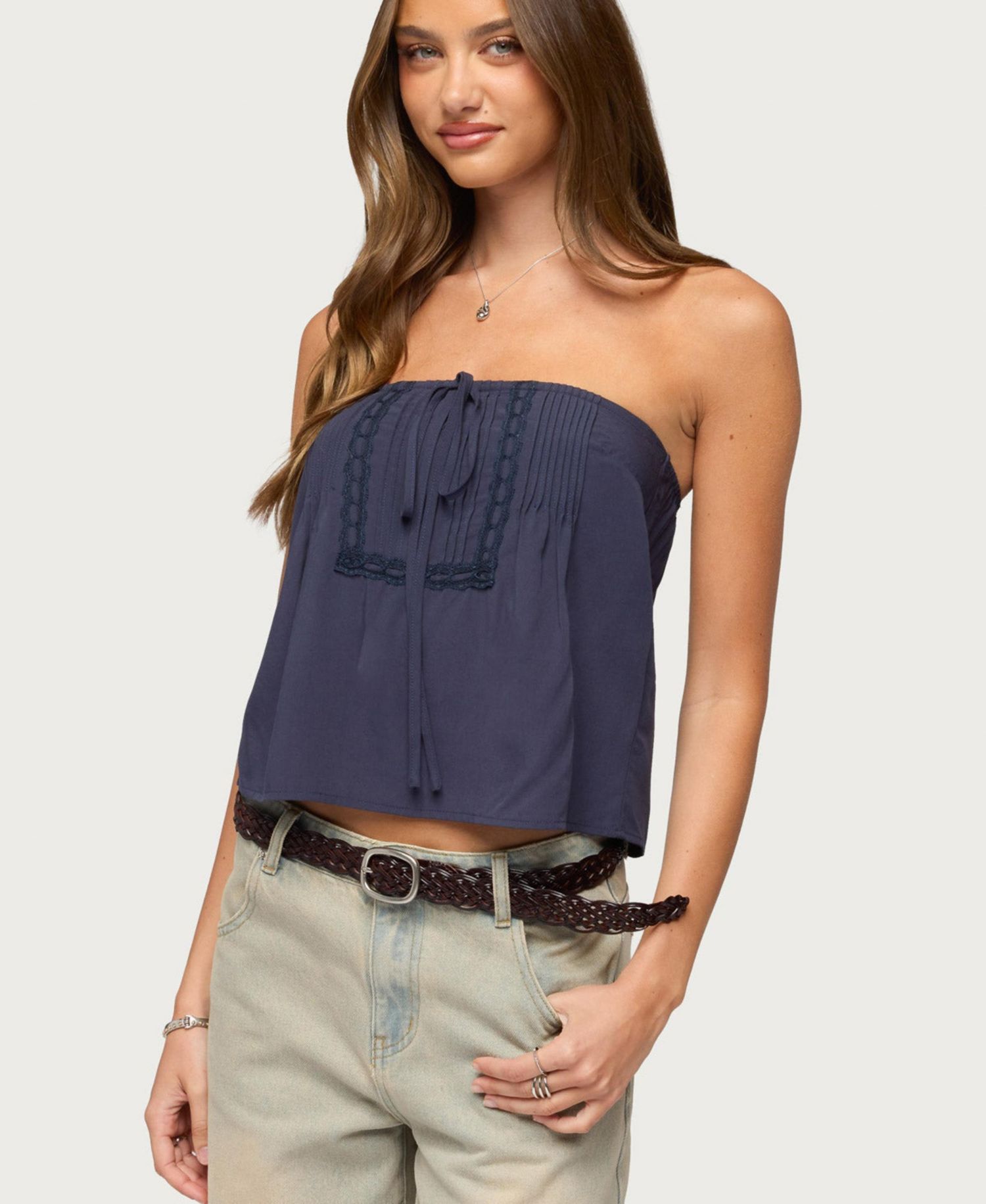 Women's Joycee Tie Front Strapless Top