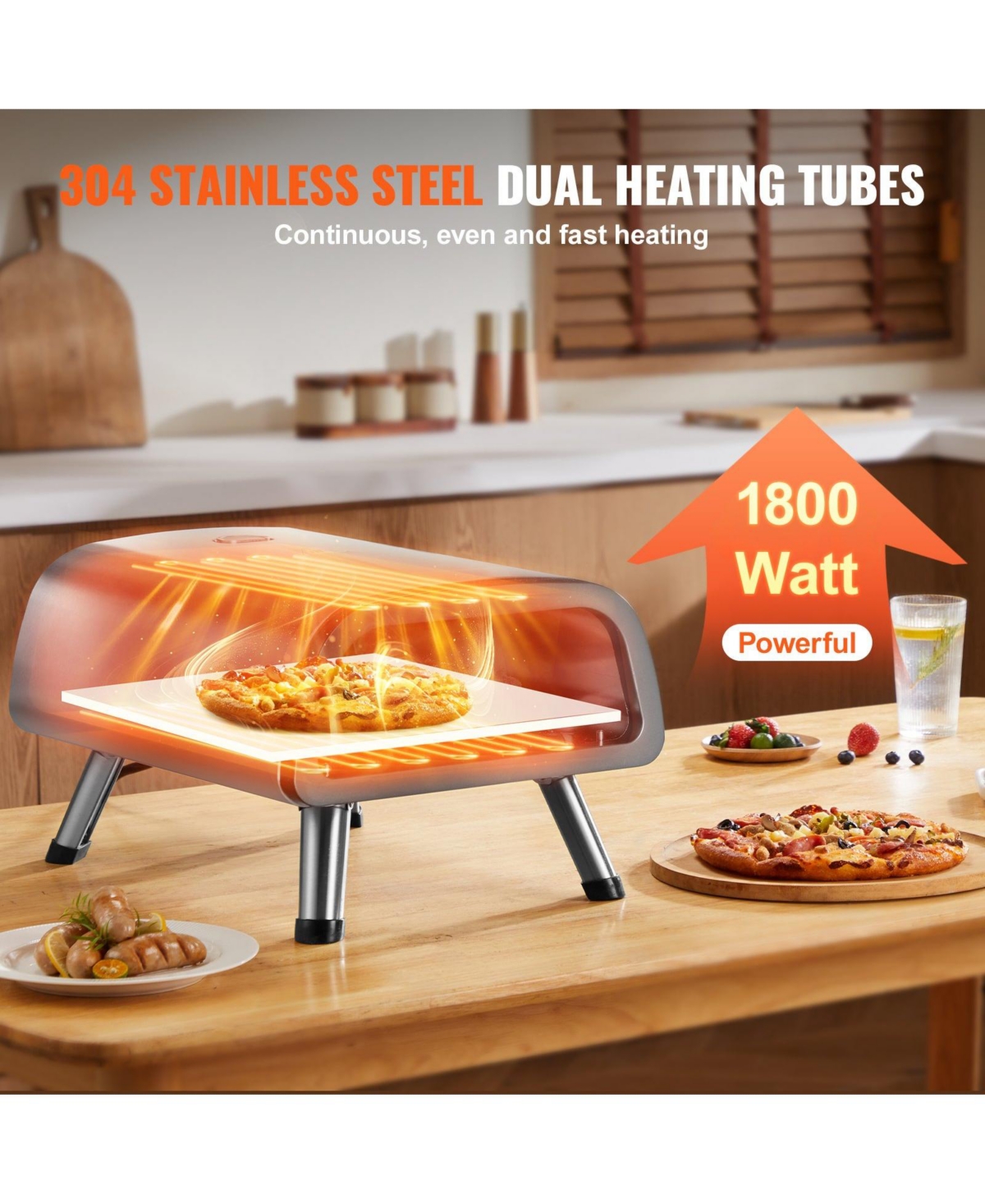 Cozito Countertop Electric Pizza Oven, 12 in Stainless Steel Pizza Maker with Stone and Spatula