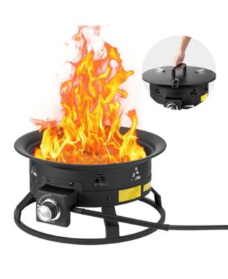 Propane Fire Pit, 19 in Portable Gas Fire Pit with Cover and Lava Rocks