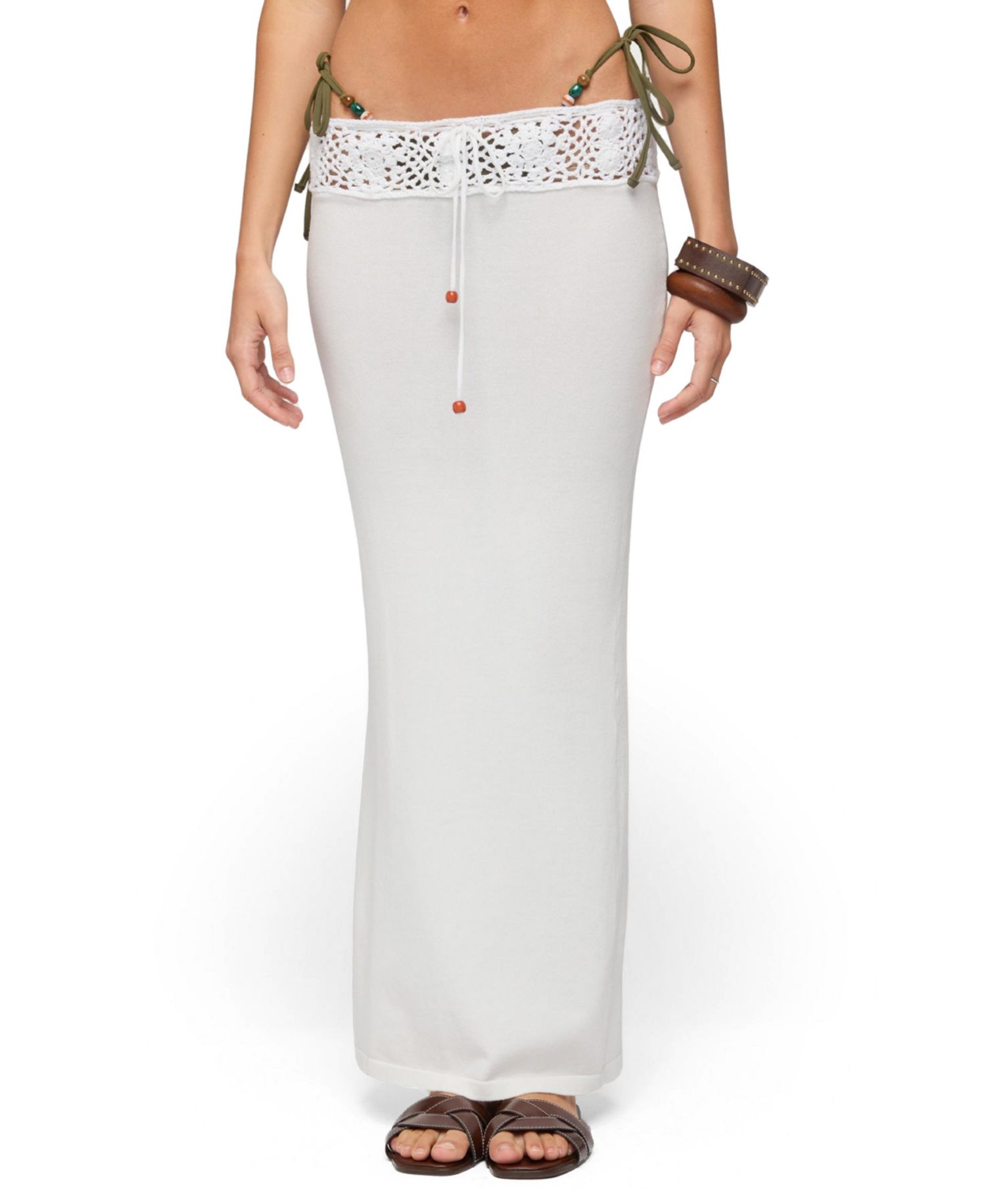 Women's Maven Crochet Waist Knit Maxi Skirt