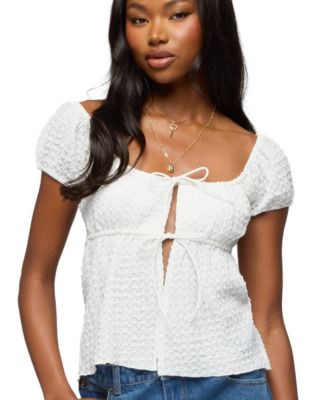 Women's Dorothey Textured Tie Front Top