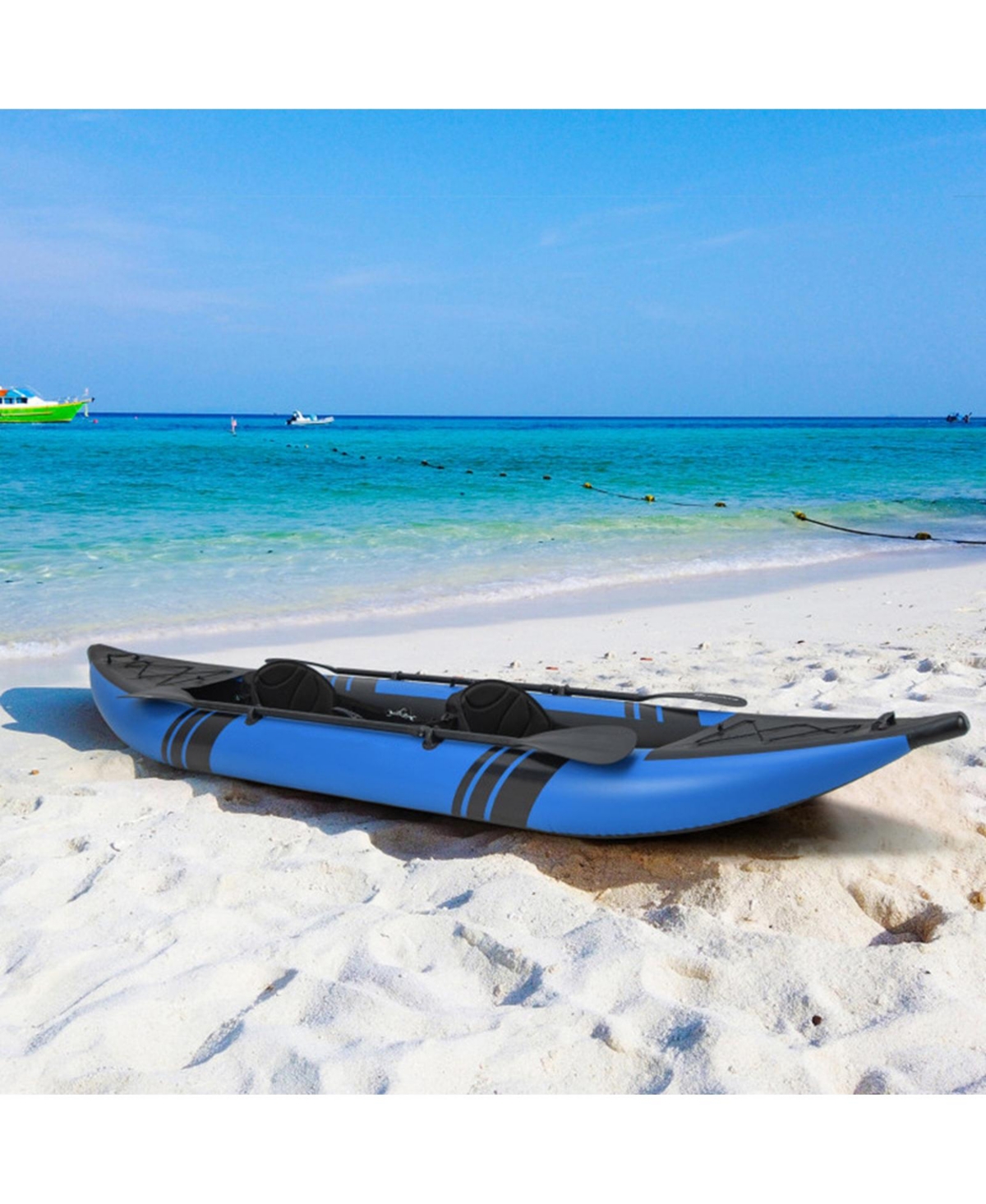 Sevorley Inflatable 2-Person Kayak Set with Aluminum Oars Pump and Repair Kit