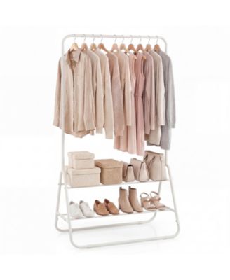 Heavy Duty Clothes Rack Metal Garment Rack with Hanging Rod and Storage Shelves