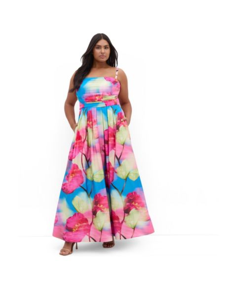 Женское платье CITY CHIC Rosalee Sleeveless Print Maxi, цвет: Лазурный