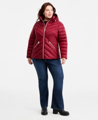 Michael Kors Plus Size Hooded Packable Puffer Coat